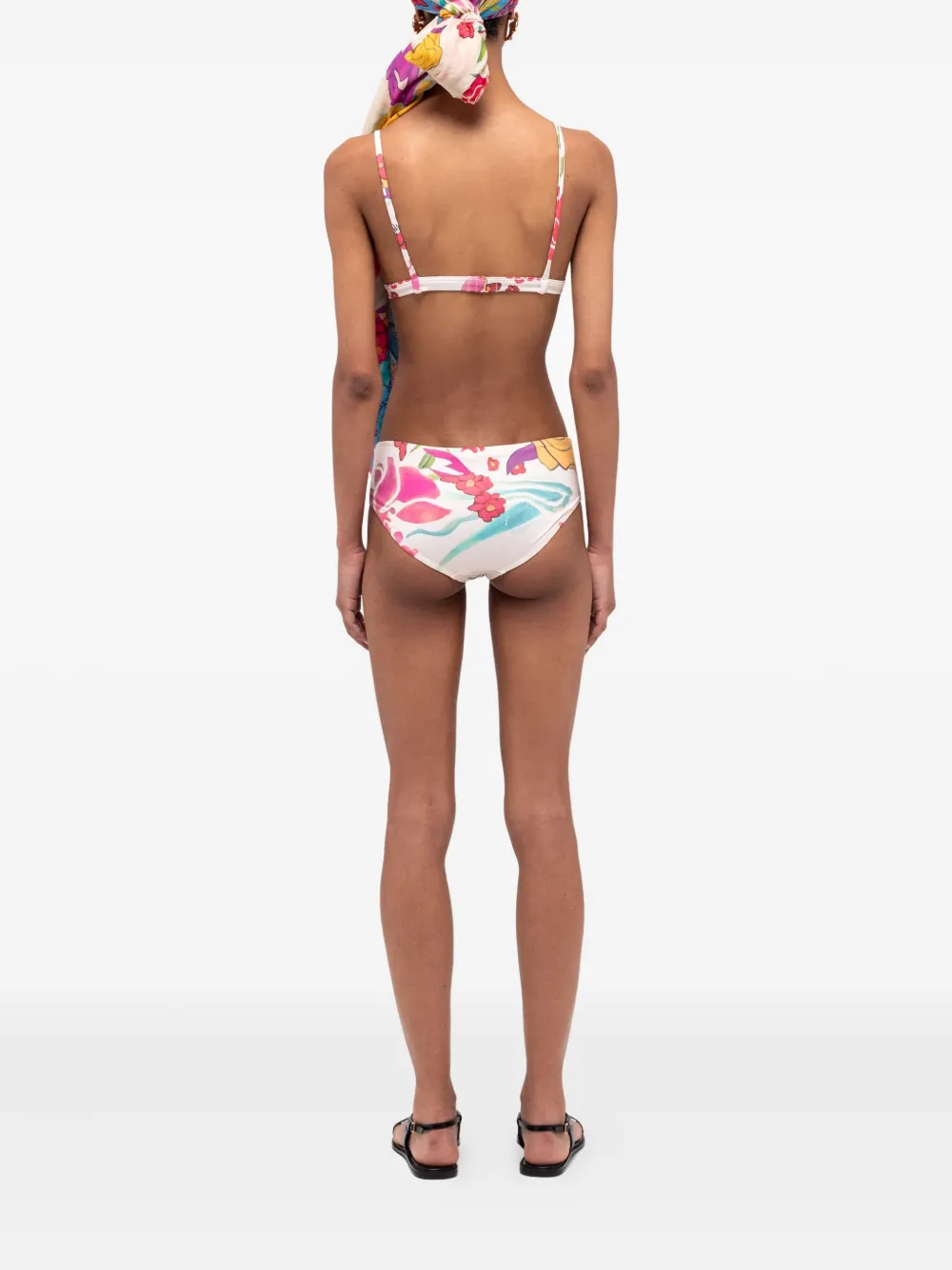 Donde Esteban Floral Print Triangle Bikini Top In Yellow