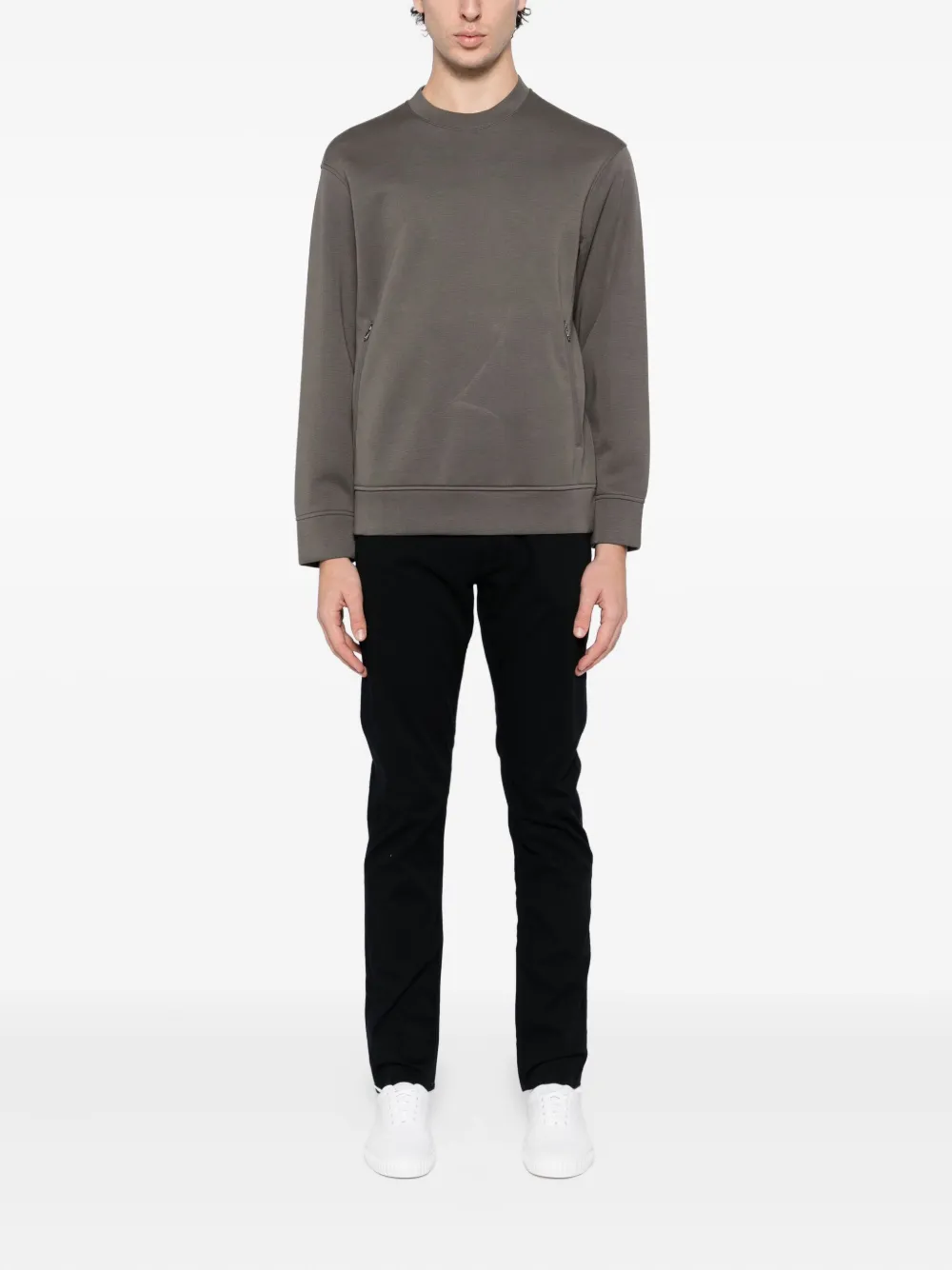 Emporio Armani Sweater met ritszak - Grijs