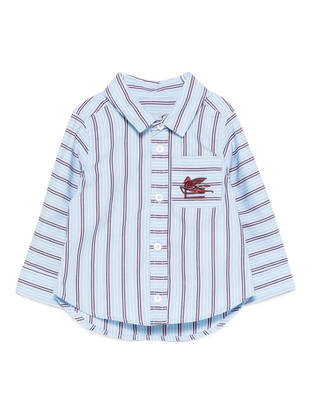 ETRO KIDS Pegaso striped embroidered shirt - Blu