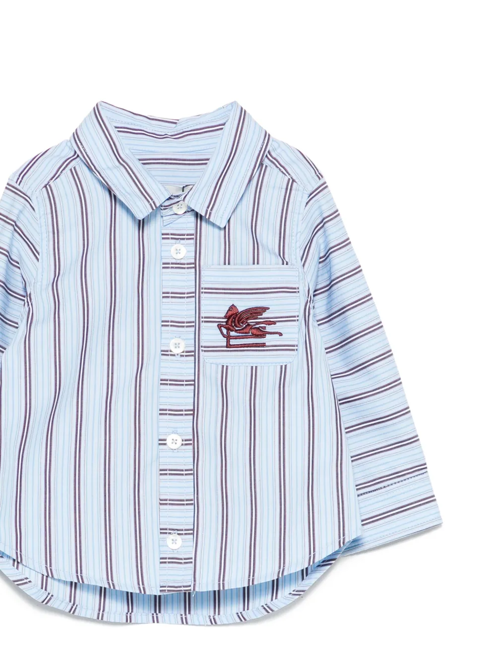 ETRO KIDS Pegaso gestreept shirt met borduurwerk Blauw