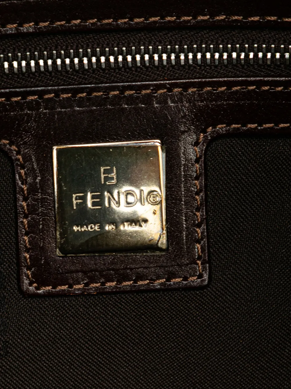 Pre-owned Fendi 2000-2010 Zucca Canvas Baguette Shoulder Bag In Brown