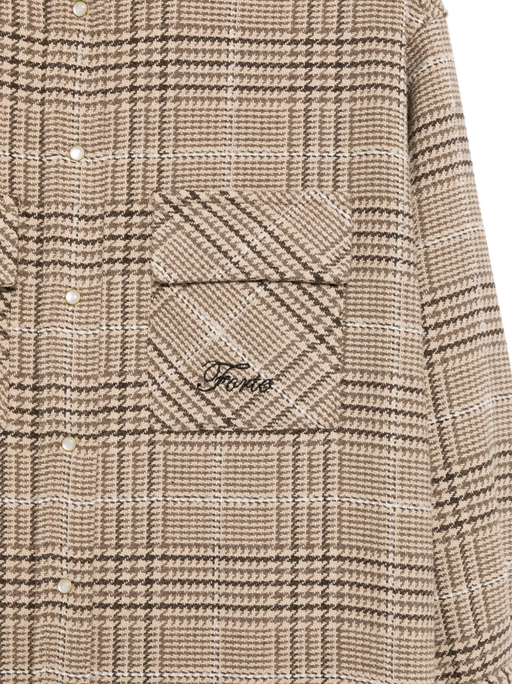 Forte Dei Marmi Couture Houndstooth-check Long-sleeve Shirt In Neutral