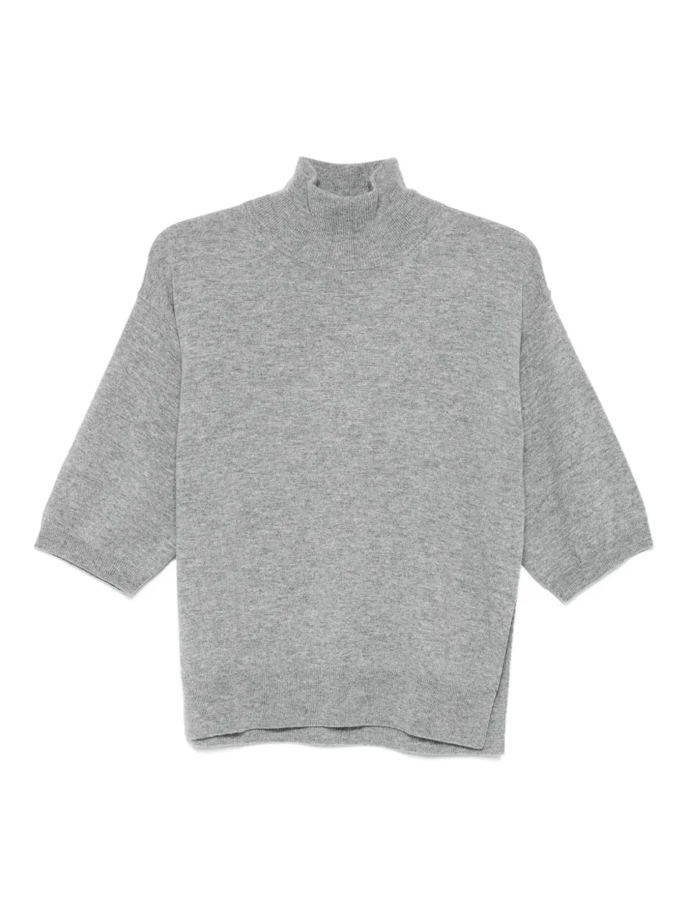 high-neck short-sleeve top