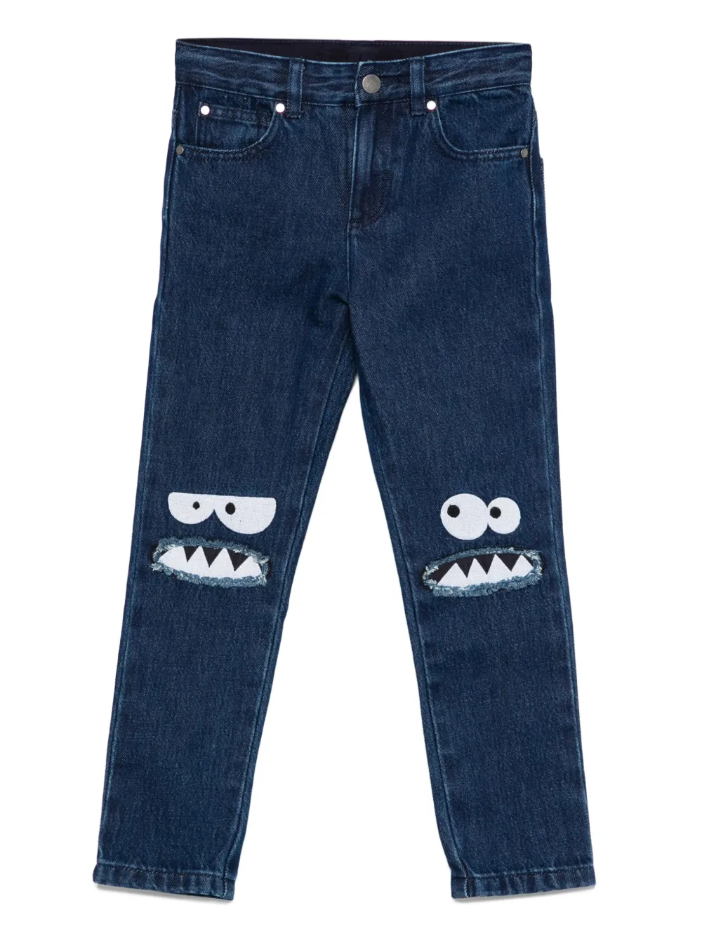 Stella McCartney Kids Gerafelde jeans met monster Blauw