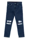 Stella McCartney Kids monster-face distressed jeans - Blue