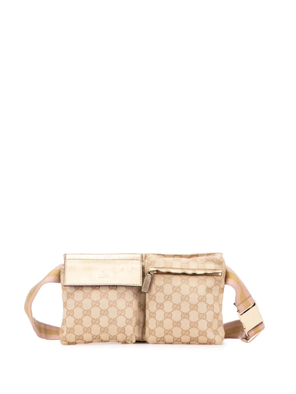 2000-2015 GG Canvas Web Double Pocket belt bag