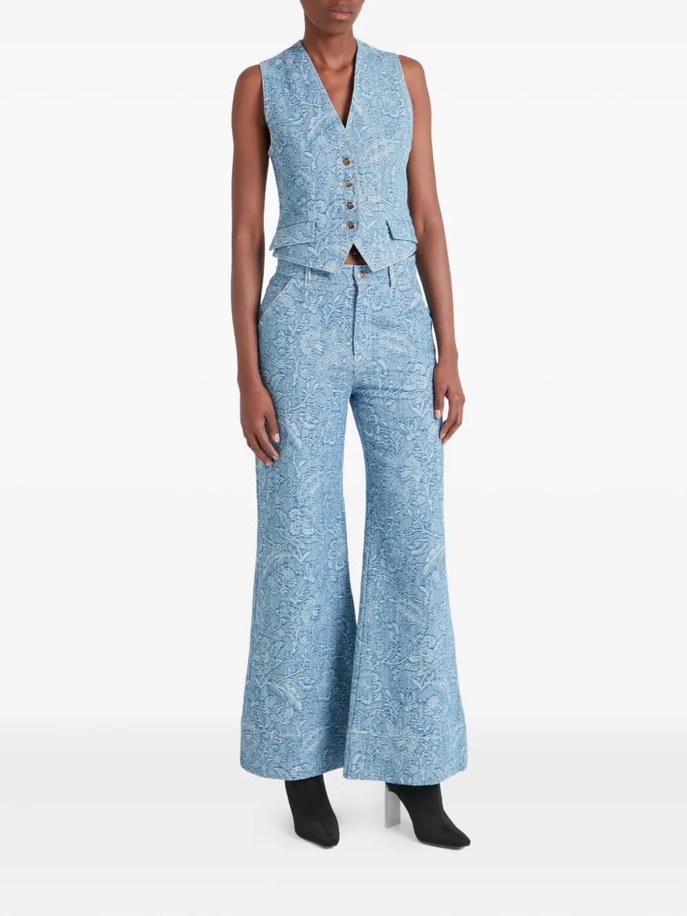 Temperley London Jeans met bloemenprint - Blauw