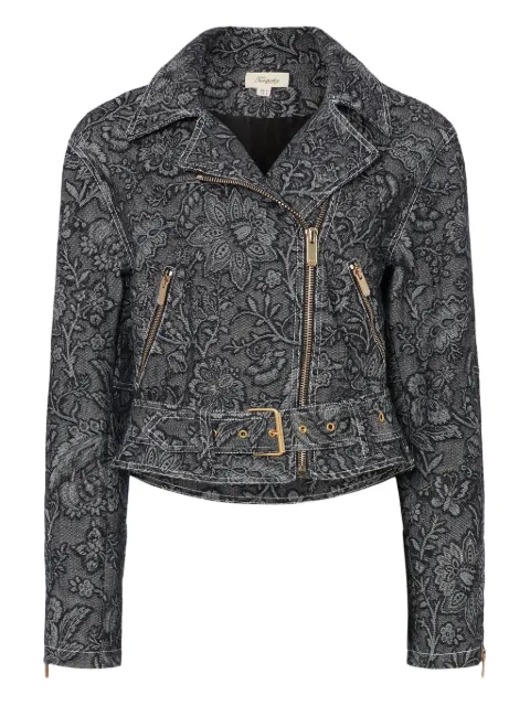 Temperley London floral-print belted biker jacket