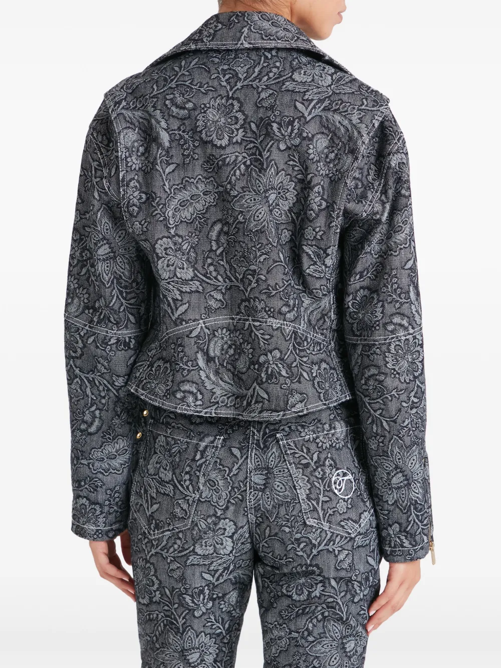 Temperley London Floral-print Belted Biker Jacket In Multi