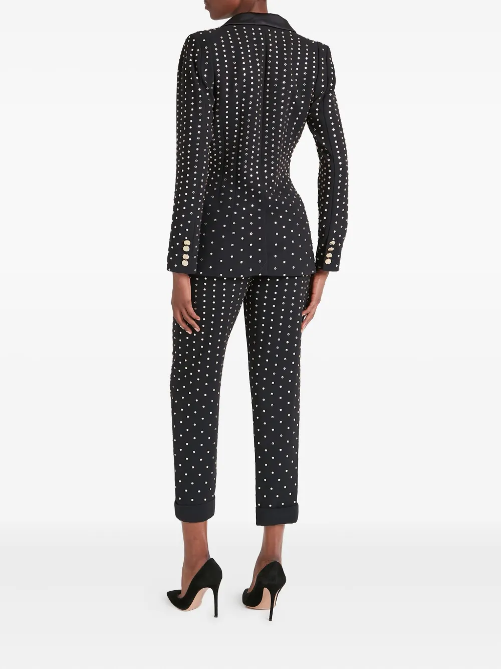 Temperley London Blazer met gewatteerde schouders en kristallen Zwart