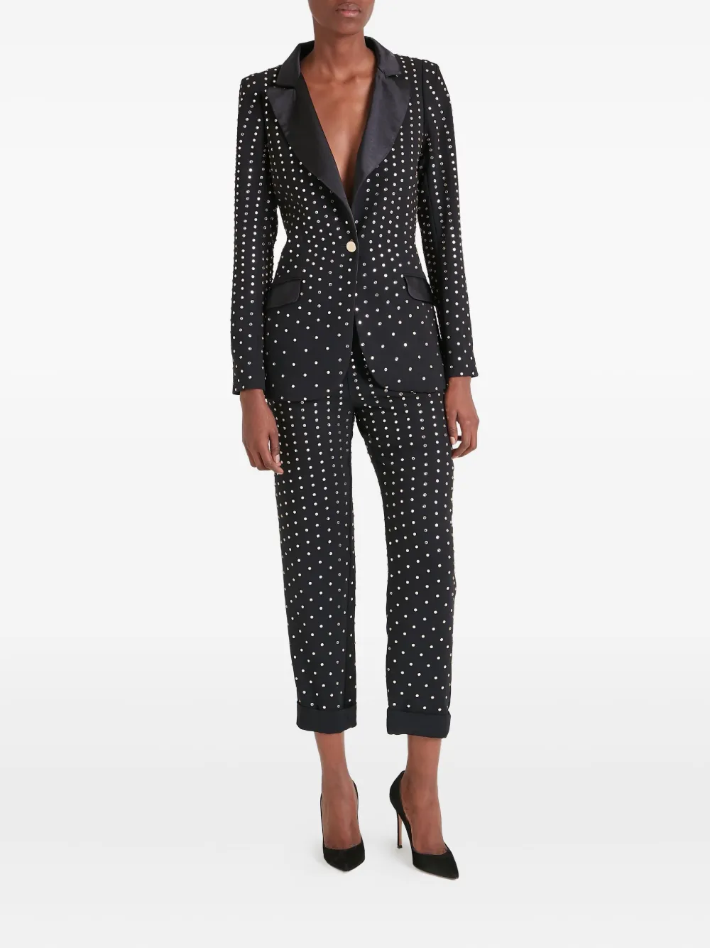 Temperley London Blazer met gewatteerde schouders en kristallen Zwart