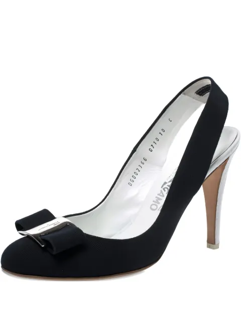 Ferragamo Pre-Owned canvas bow slingback shoes