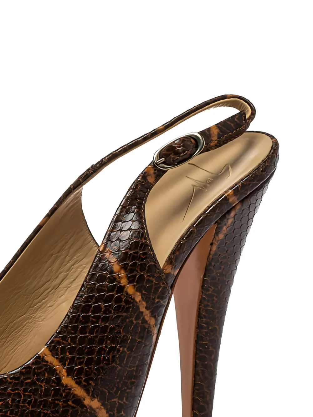 Giuseppe Zanotti Vintage 135 mm slingback sandalen met python-reliëf - Bruin