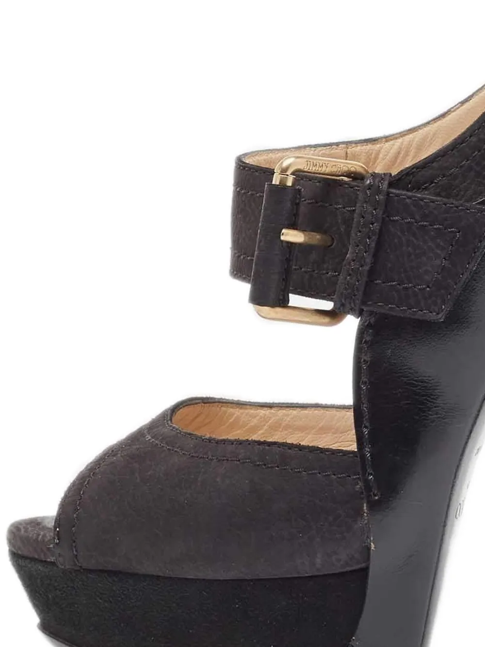 Jimmy Choo Pre-Owned 140 mm sandalen met plateauzool en gesp - Zwart