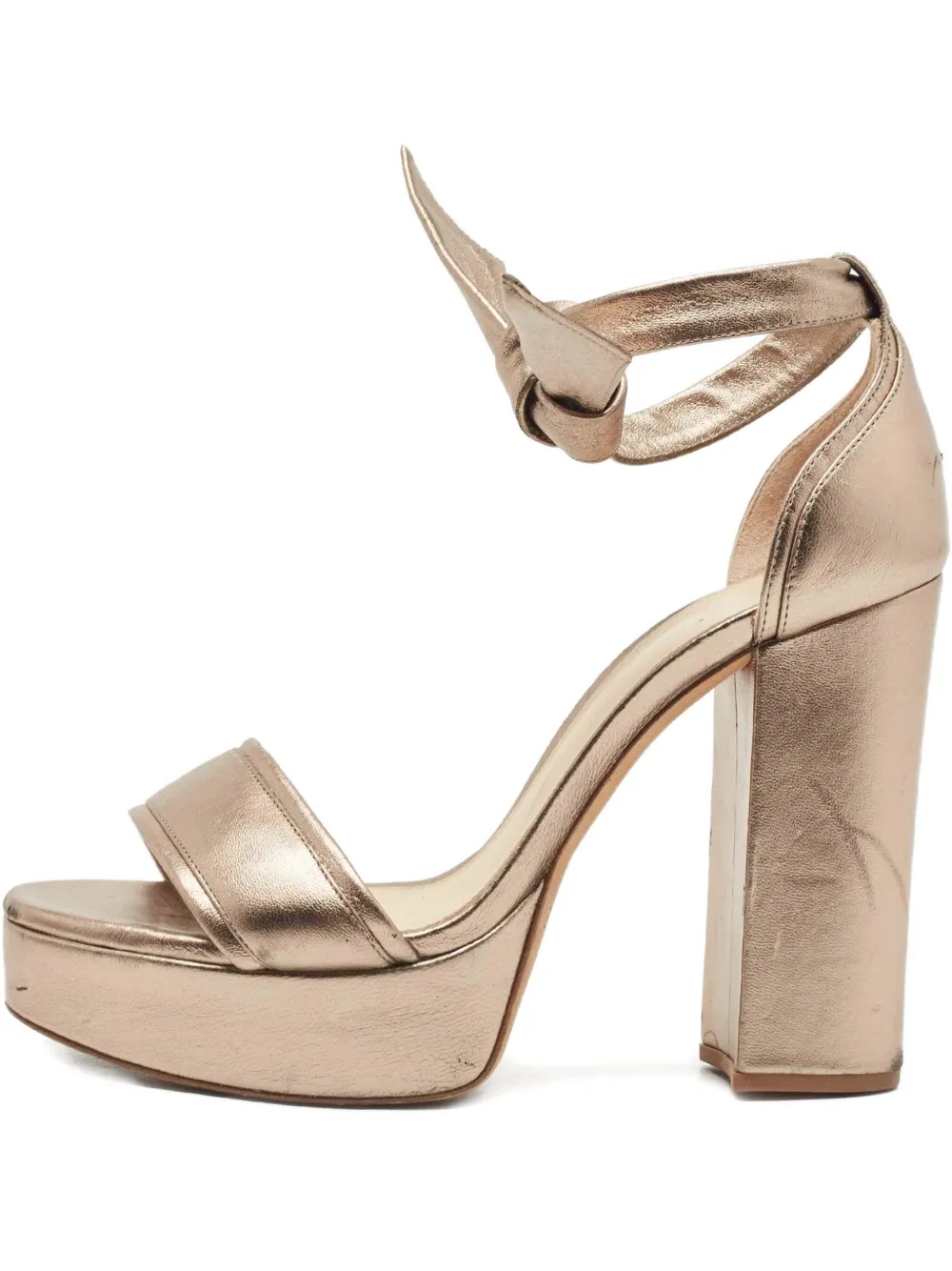 Pre-owned Alexandre Birman Knotted Platform Heeled Sandals In Gold