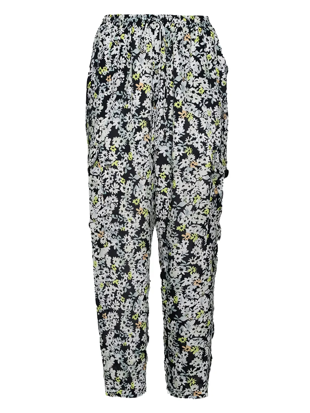 Pre-owned See By Chloé Vintage Floral-print Trousers In Black