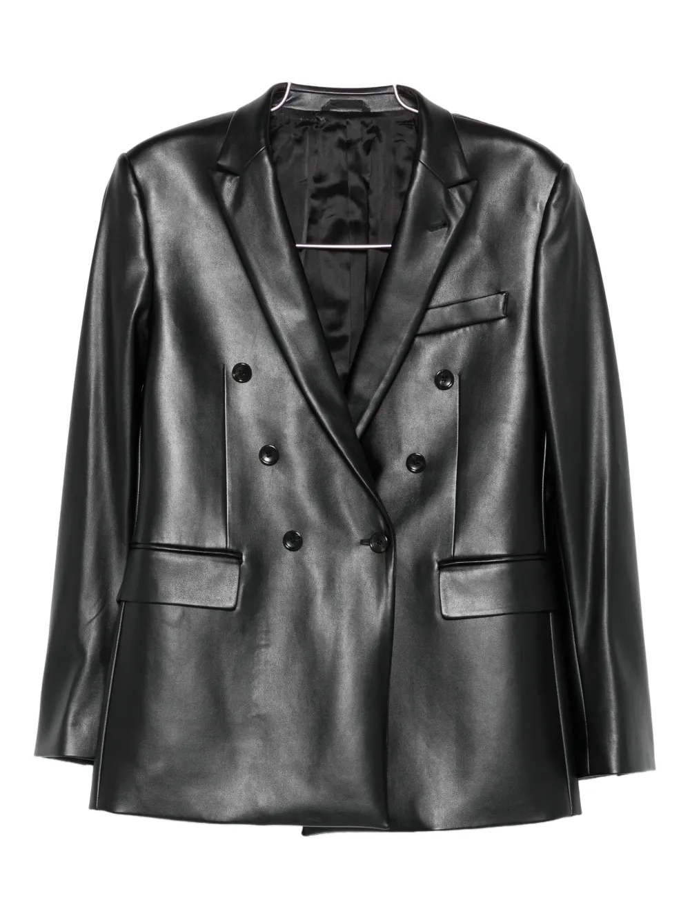 double-breasted leather jacket