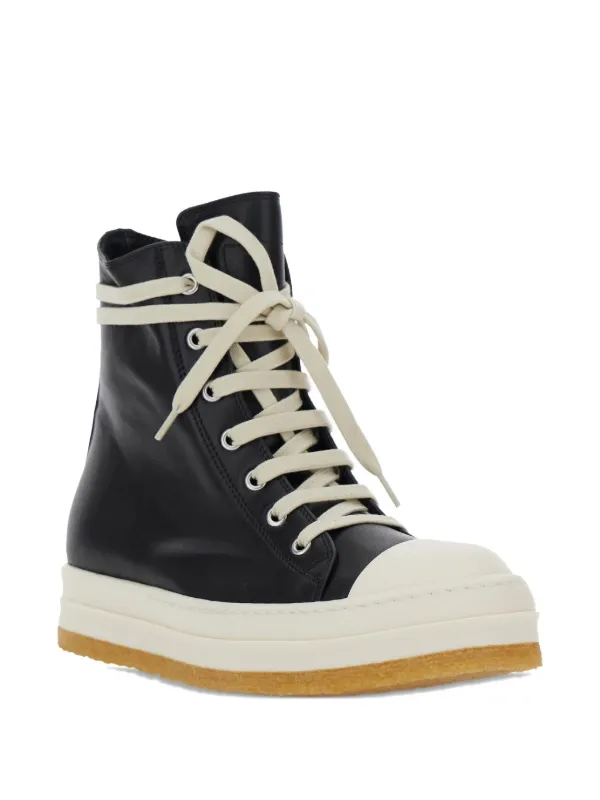 トップス Rick owens DRKSHDW | COTTON BARRE ABSTRACT SNEAKERS BLACK スニーカー (RICK