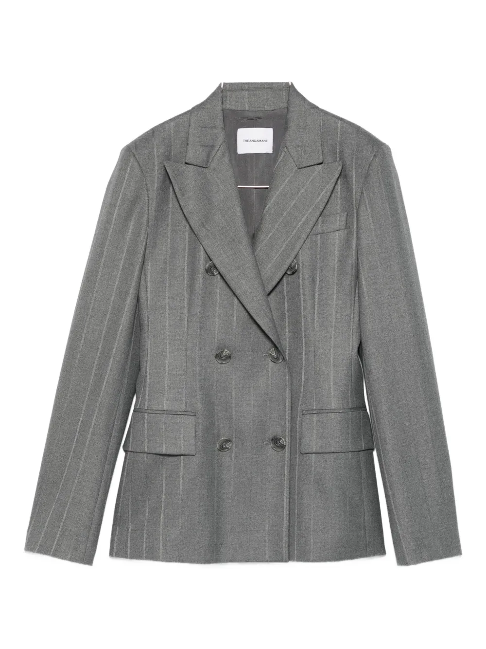 The Andamane Pinstripe Double-breasted Blazer In Gray