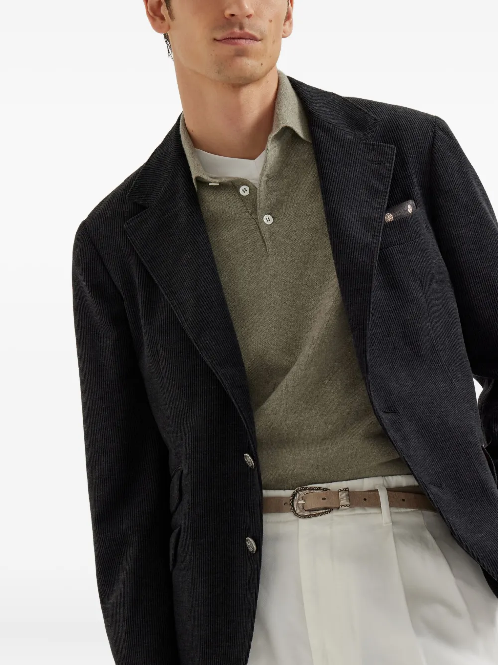 Brunello Cucinelli Polo-neck Cashmere Sweater In Green
