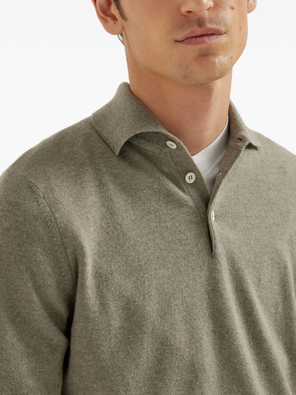 Brunello Cucinelli Polo-neck Cashmere Sweater In Green