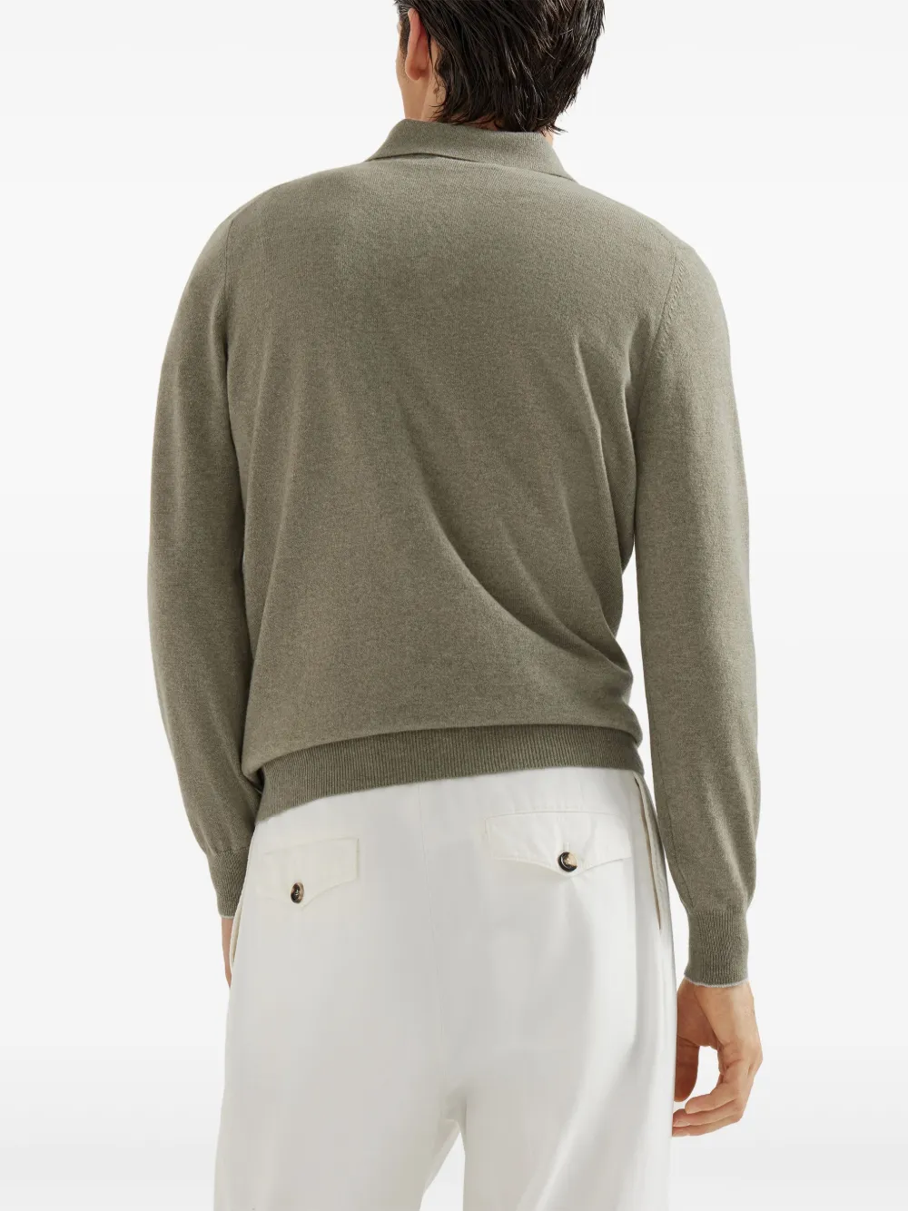 Brunello Cucinelli polo-neck cashmere sweater Groen