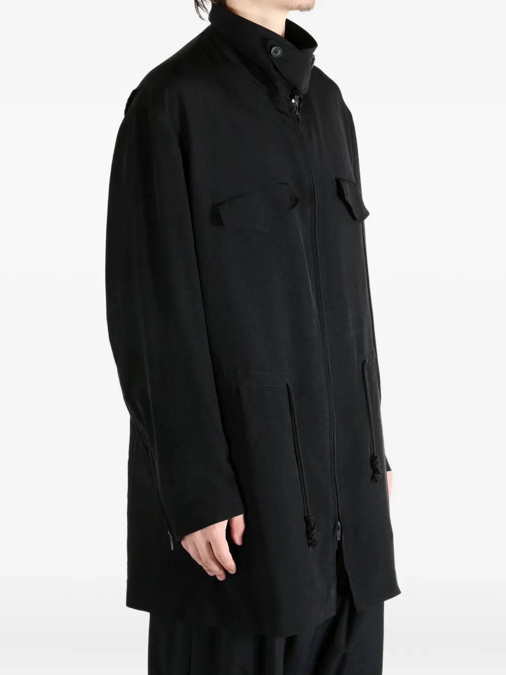 Yohji Yamamoto Zip-fastening Coat In Black