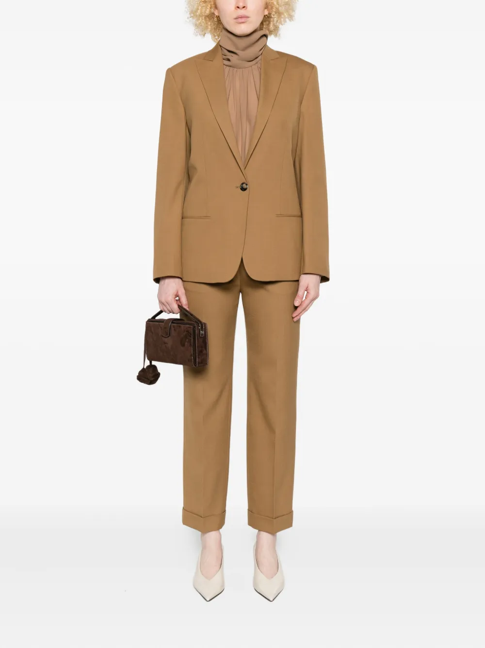 Alberta Ferretti cuffed-hem trousers - Beige