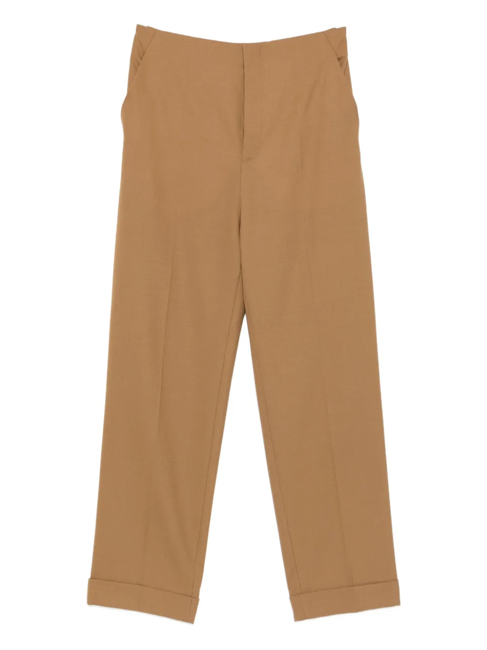 Alberta Ferretti Cuffed-hem Trousers In Brown