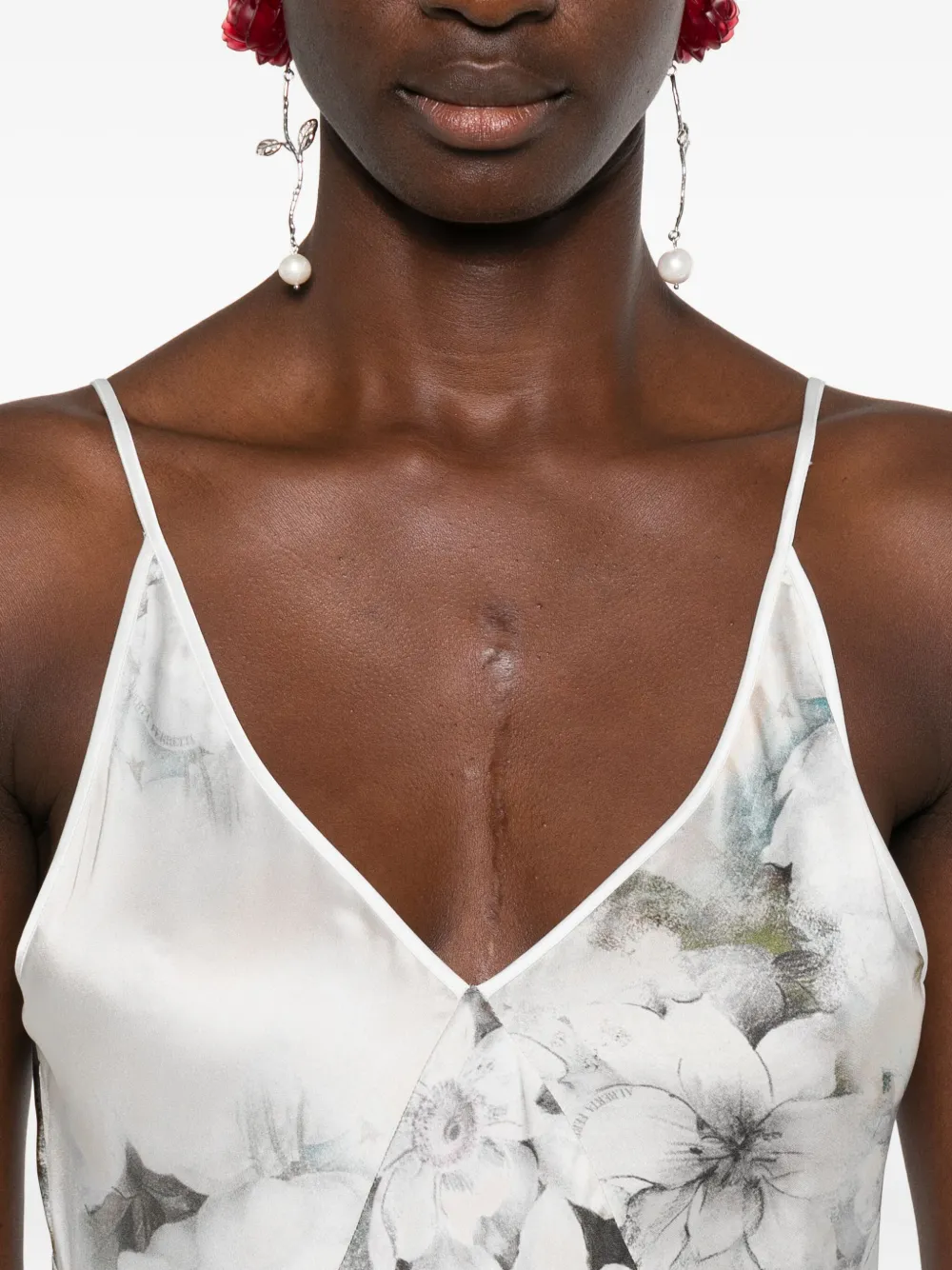 Alberta Ferretti floral-print slip day dress - Wit