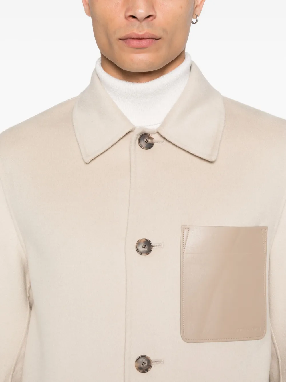 Yves Salomon Patch-pocket Buttoned Shirt Jacket In Neutral