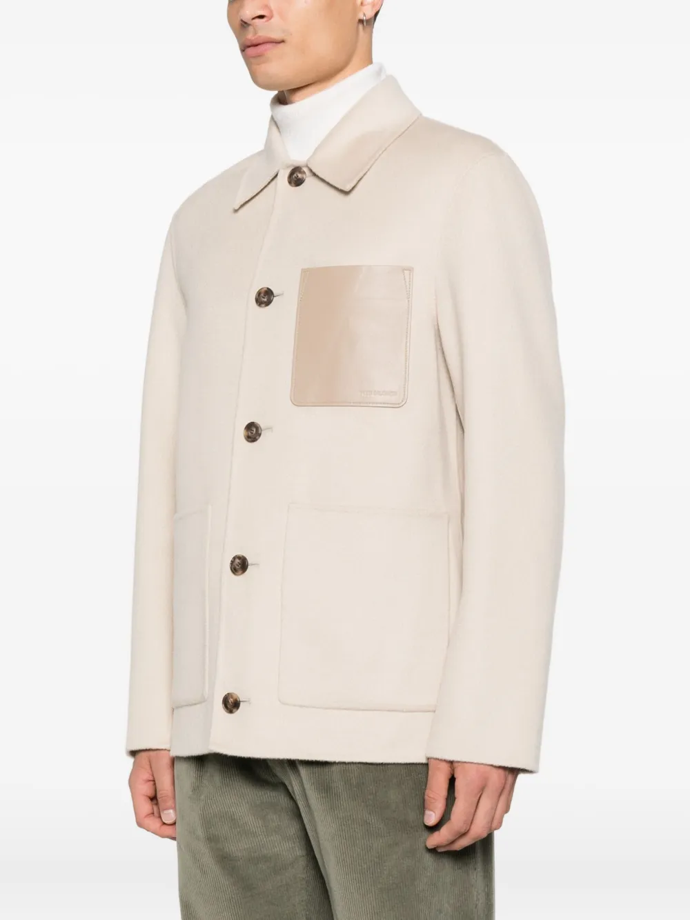 Yves Salomon Patch-pocket Buttoned Shirt Jacket In Neutral