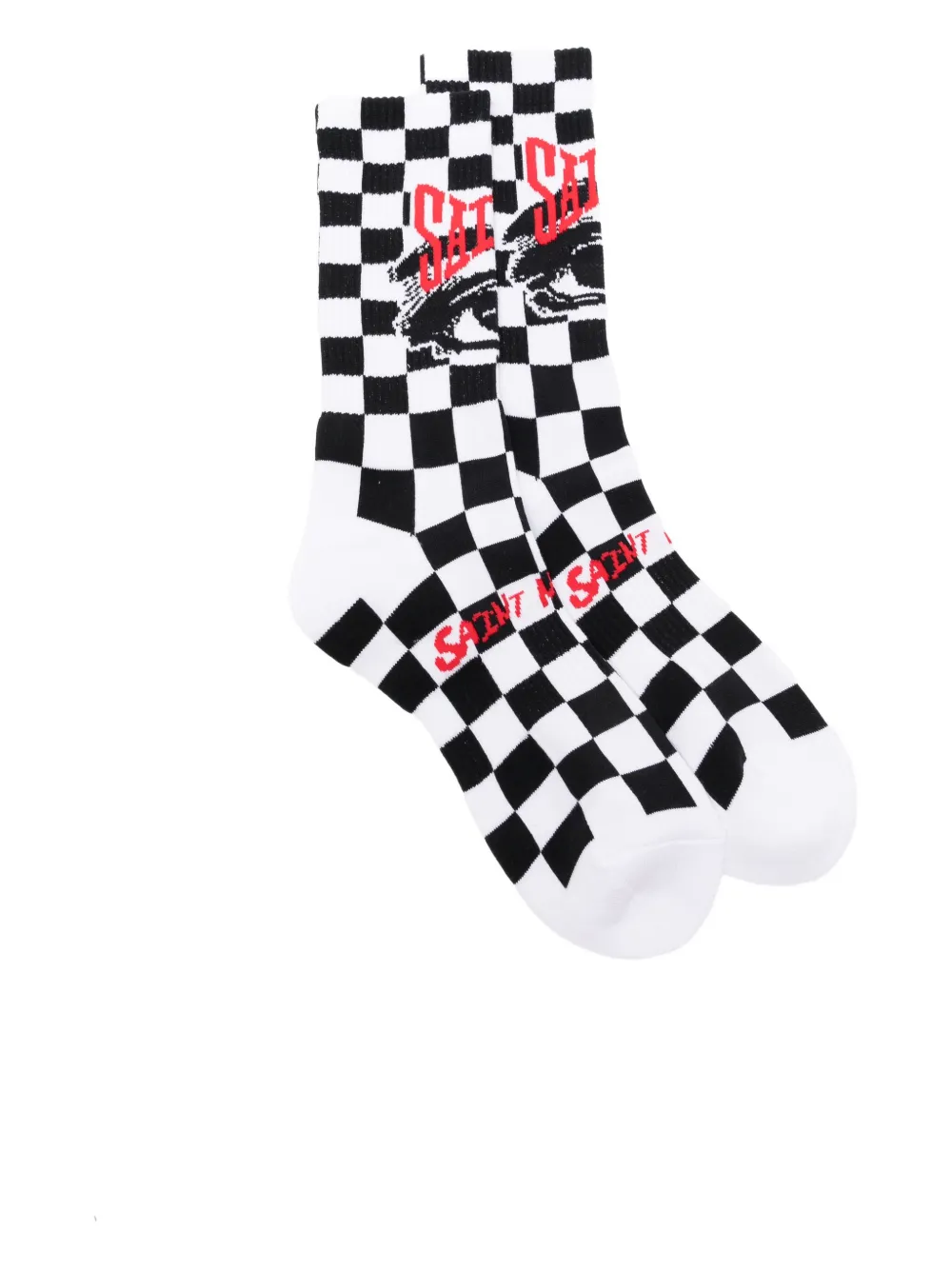 Saint Mxxxxxx Checkerboard-intarsia Socks In White