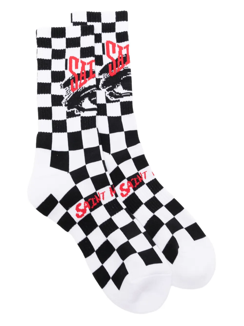 SAINT MXXXXXX checkerboard-intarsia socks - Bianco