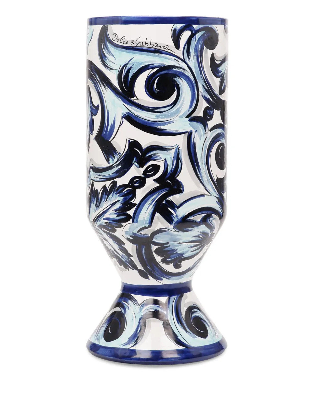 Dolce & Gabbana large outdoor ceramic vase (30cm x 72cm) | Blue | Image 1