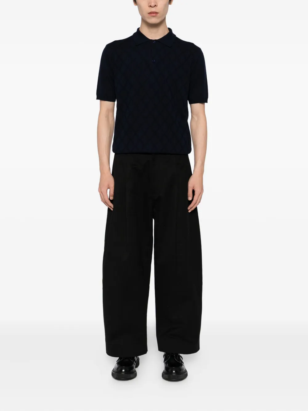 Canali Wollen poloshirt - Blauw