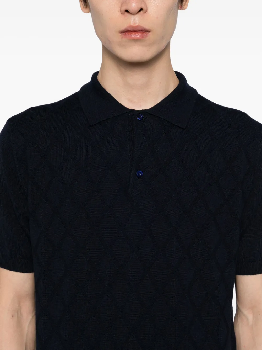 Canali Wollen poloshirt Blauw