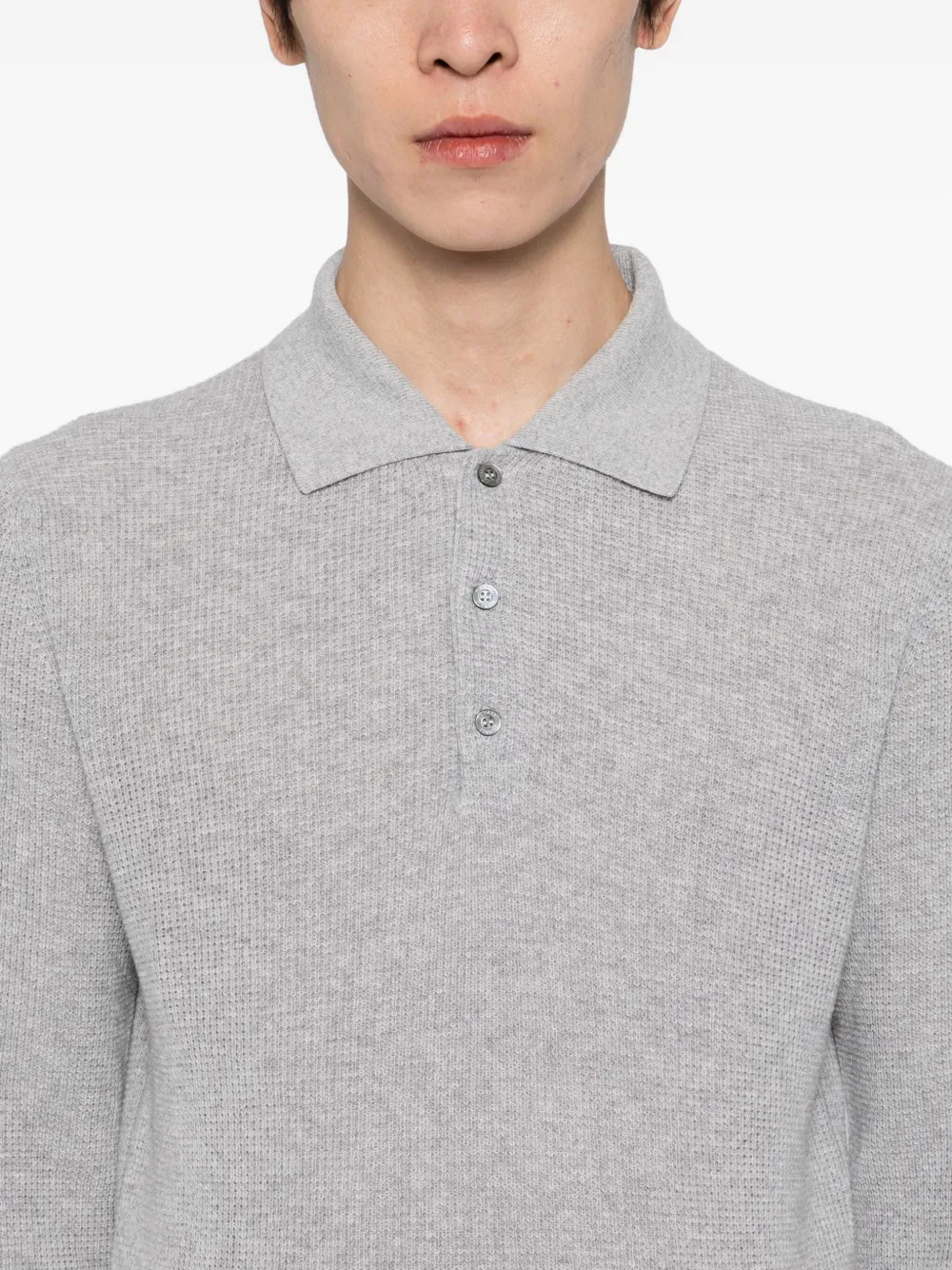 Canali Gebreid poloshirt Grijs