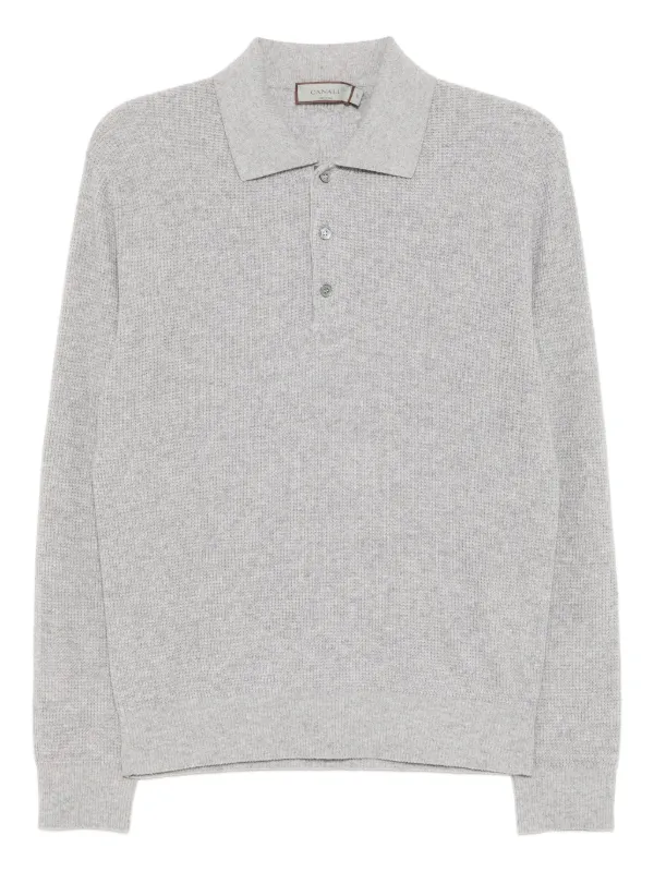 Canali Knitted Polo Shirt in Grey