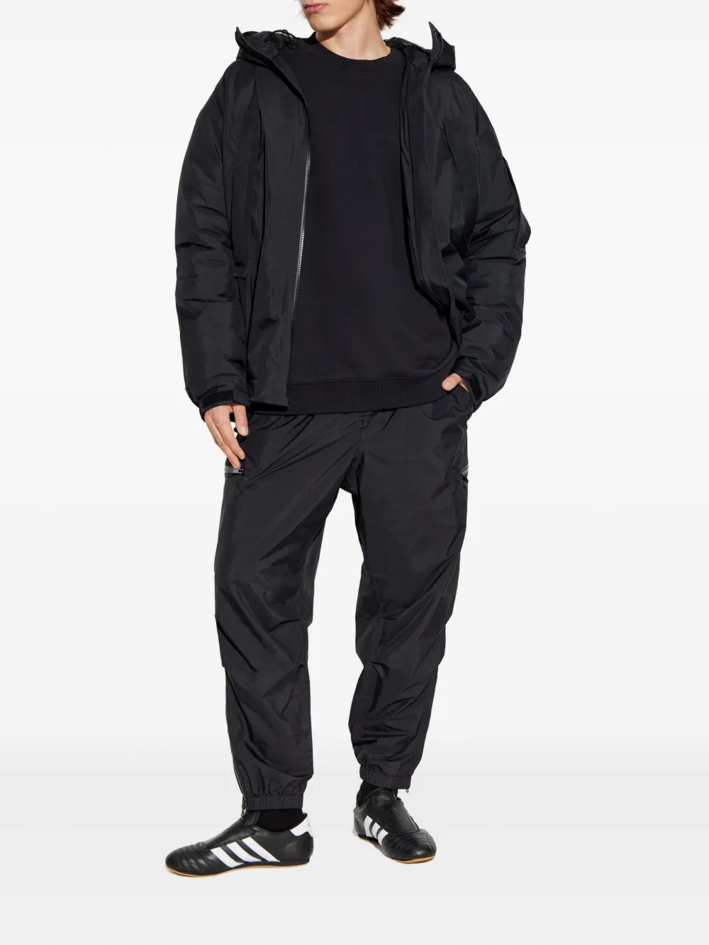 Y-3 hooded padded jacket Zwart