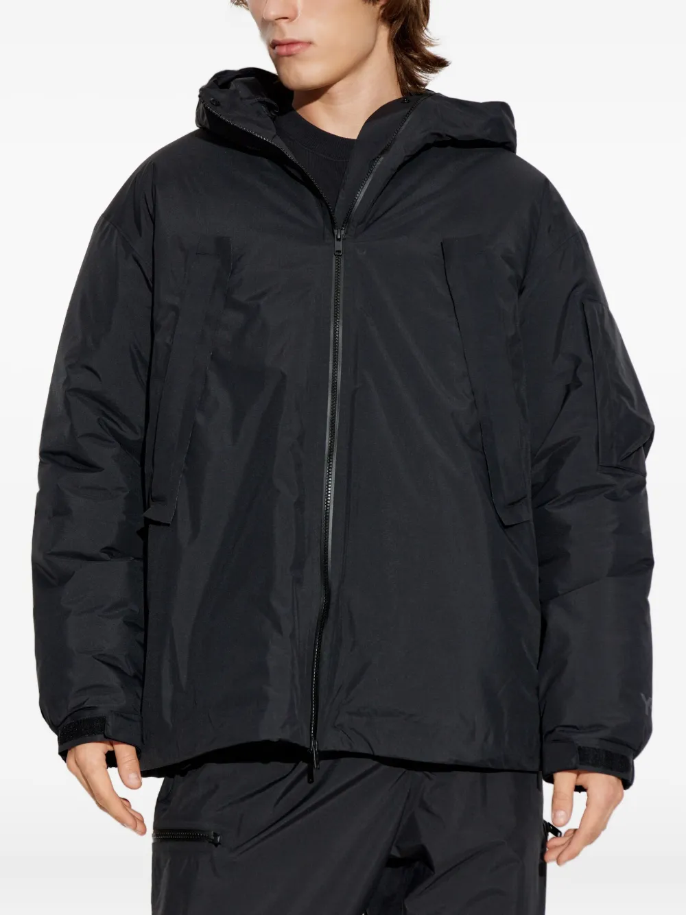 Y-3 hooded padded jacket Zwart