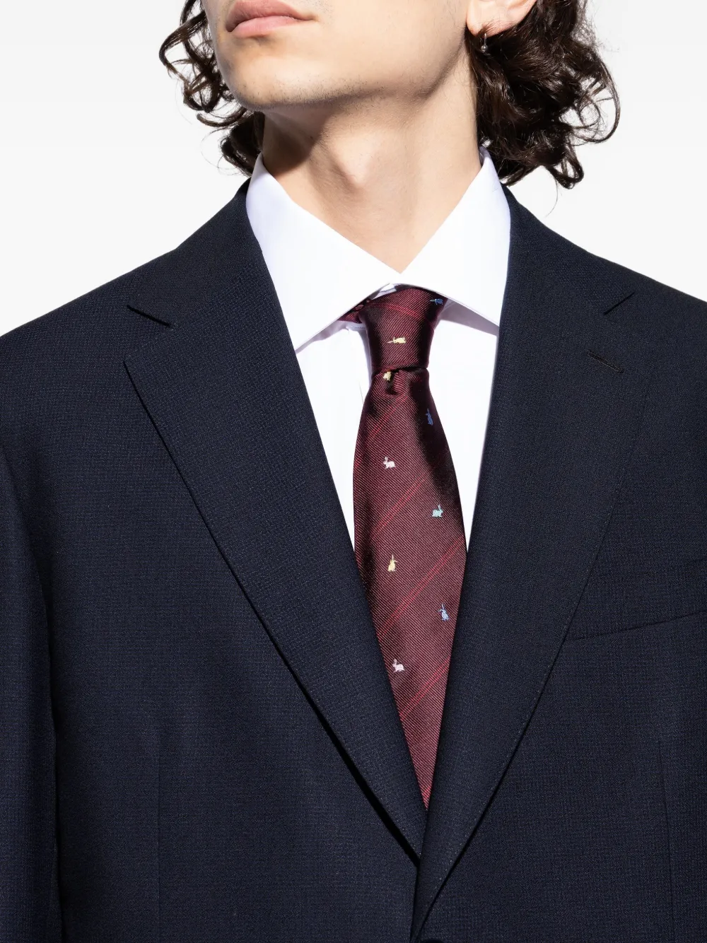 Paul Smith rabbit-print striped tie Rood
