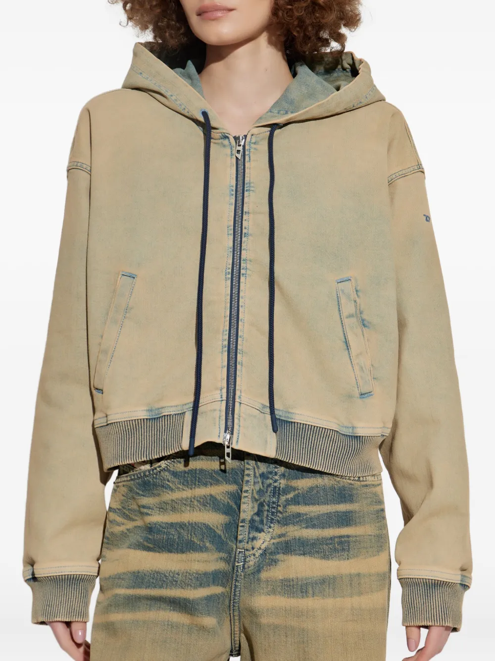 Diesel Hoodie met rits Groen