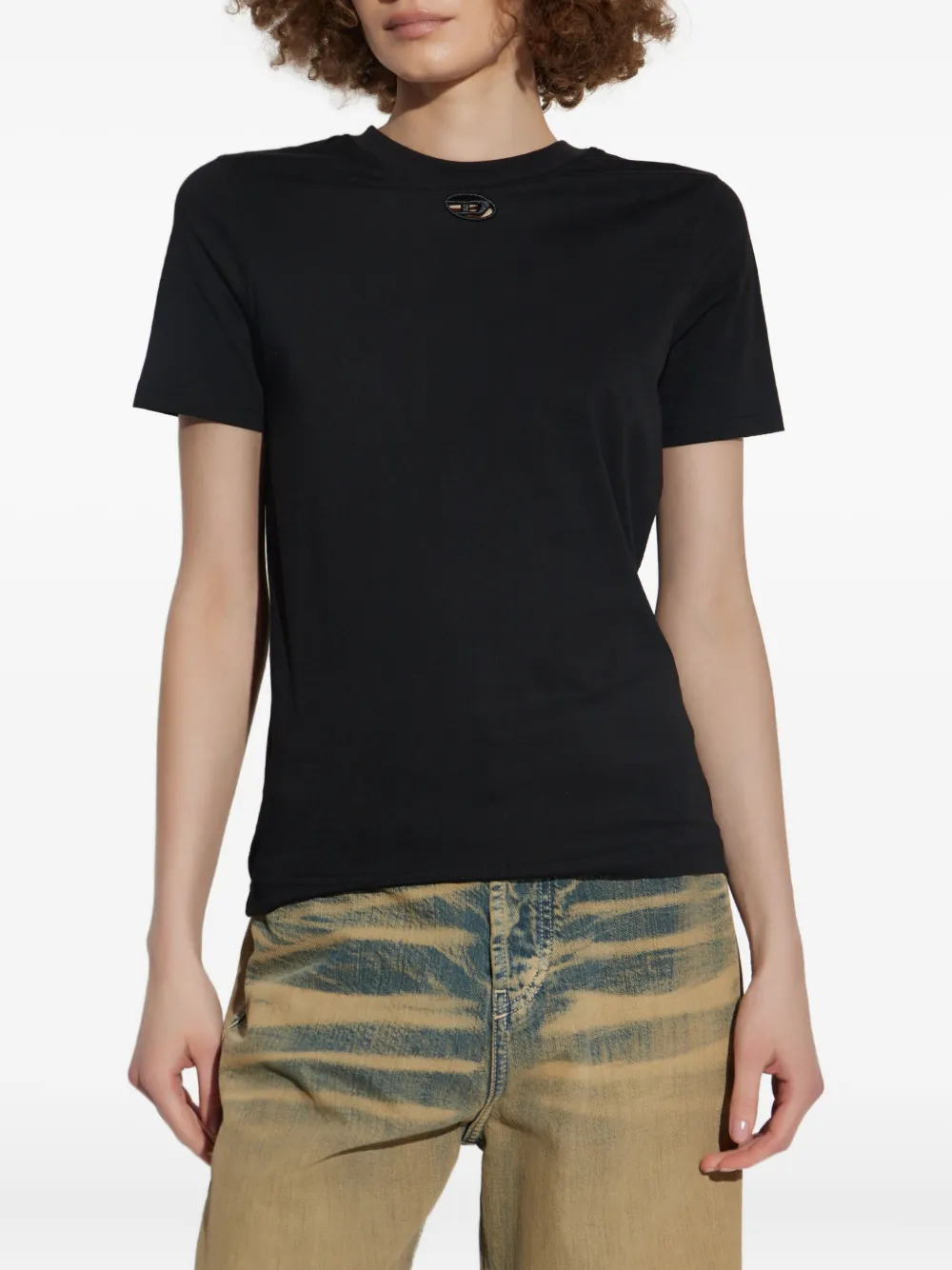 Diesel oval-detail T-shirt Zwart