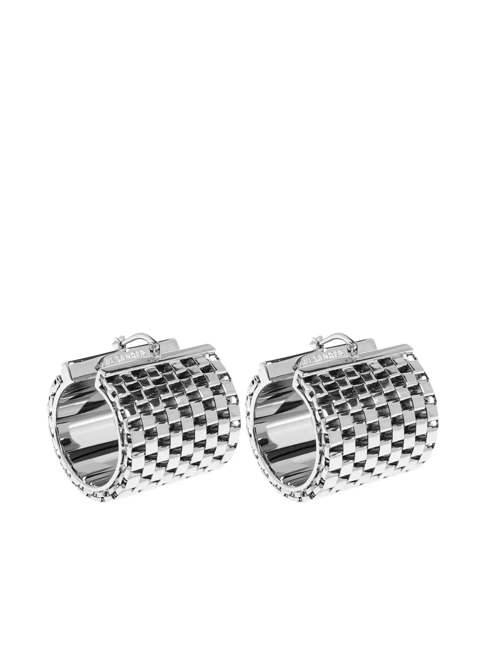 Jil Sander textured hinged-hoop earrings - Argento
