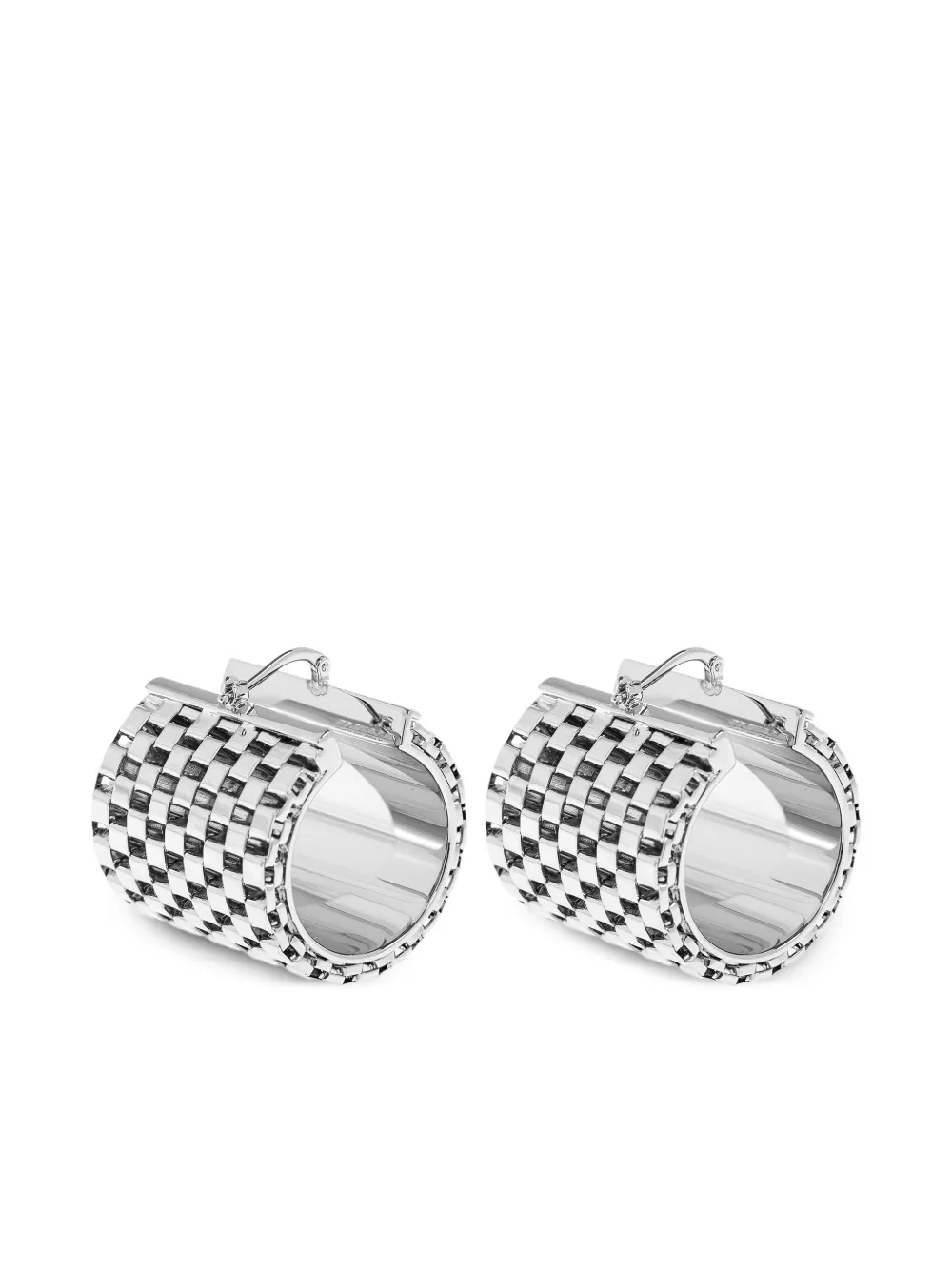 Jil Sander Textured Hinged-hoop Earrings In Metallic