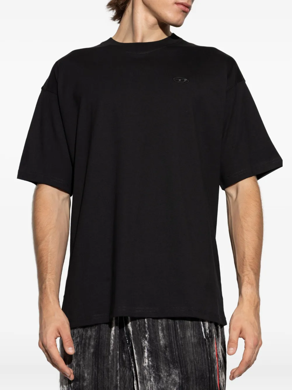 Diesel logo-embroidered back-print T-shirt Zwart