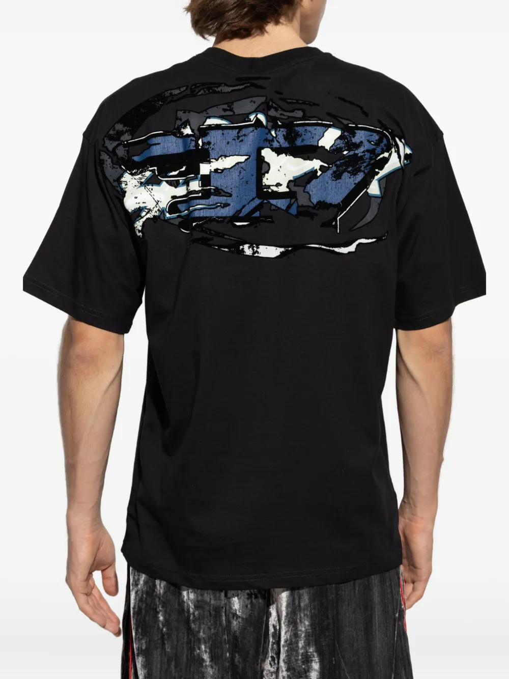 Diesel logo-embroidered back-print T-shirt Zwart