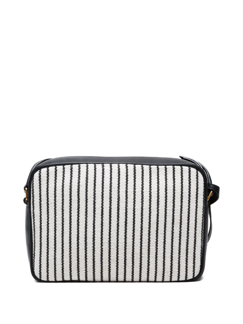 Pre-owned Saint Laurent 2015-2024 Lou Camera Striped Tassel-detailed Shoulder Bag In Black