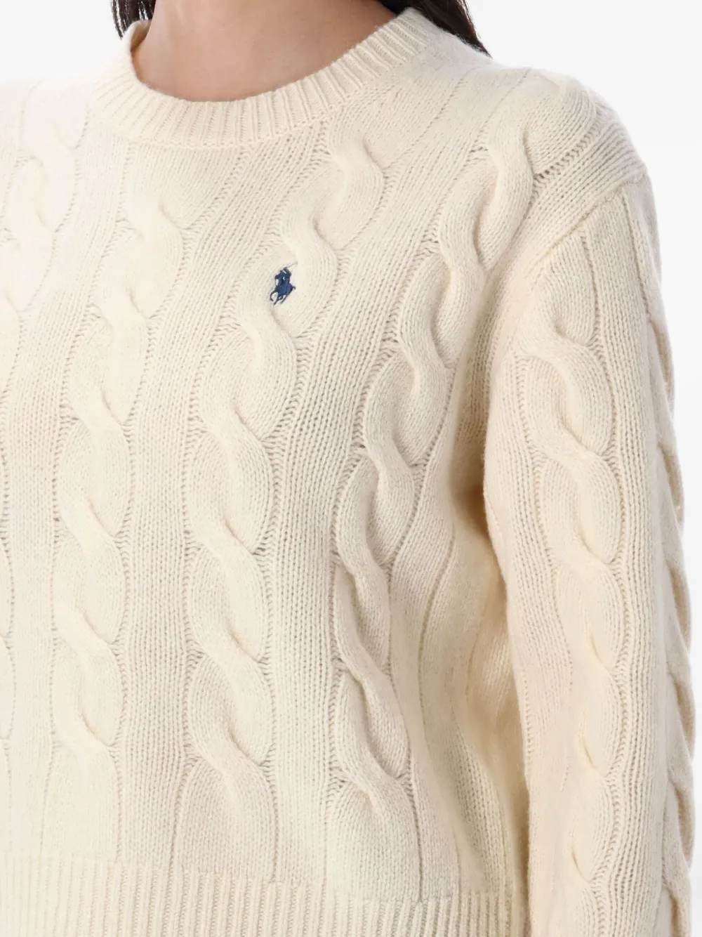 Polo Ralph Lauren embroidered-logo cable-knit sweater Wit